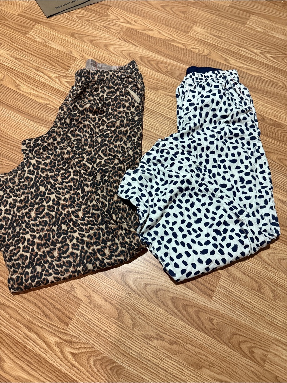 aerie Leopard Print and Navy Spot Pajama Pants